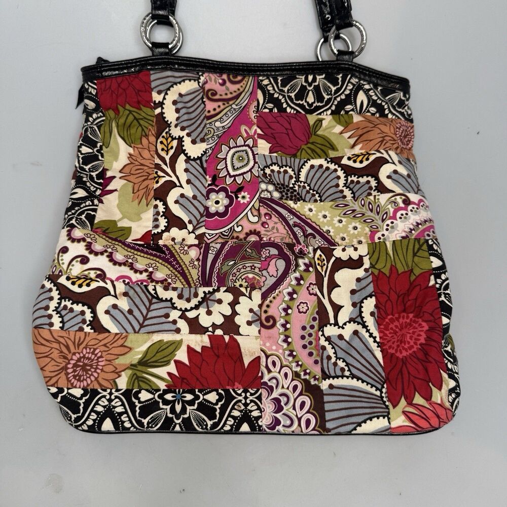 Vera Bradley Medley Patchwork Floral Shoulder Bag Tote 13x13x4.5 GUC - Picture 2 of 16